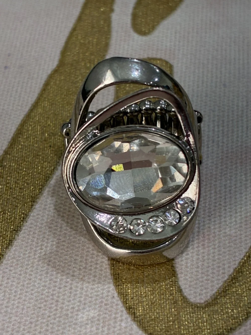 Silver-Tone Clear Crystal Ring - Elegant Women's Jewelry